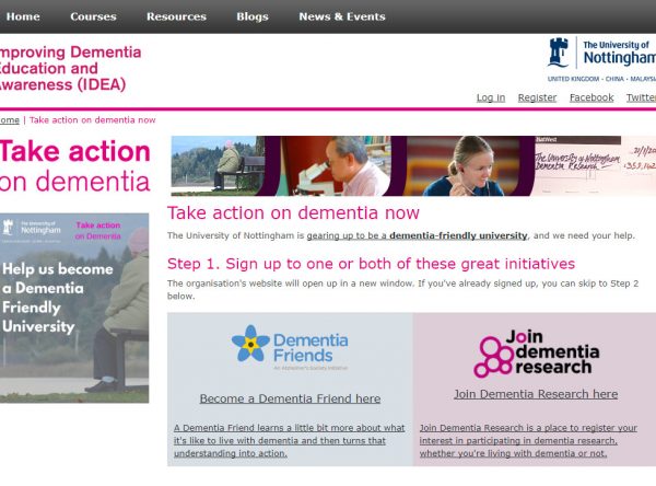 Take Action on Dementia campaign website