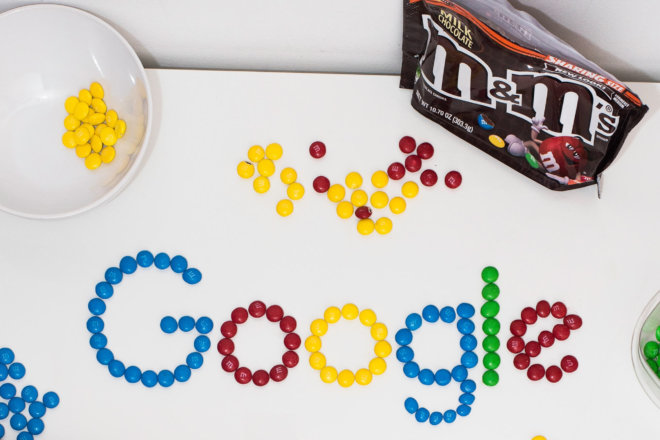 Google logo made with M&M's sweets