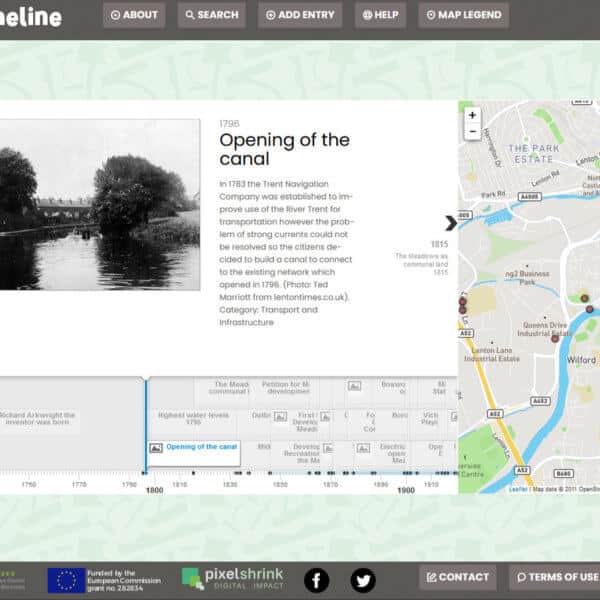 meadowstimeline.co.uk website. Please note this website is not accessible as it is an interactive online mapping website.