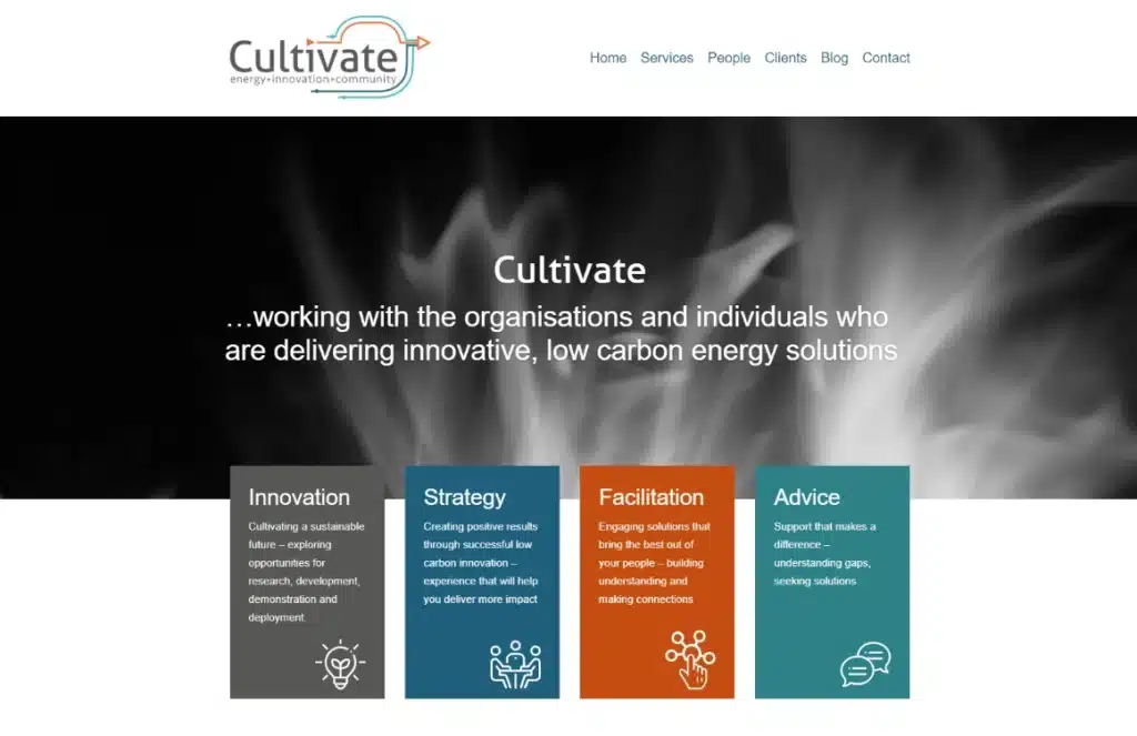 Cultivate Innovation website screenshot - consultancy marketing