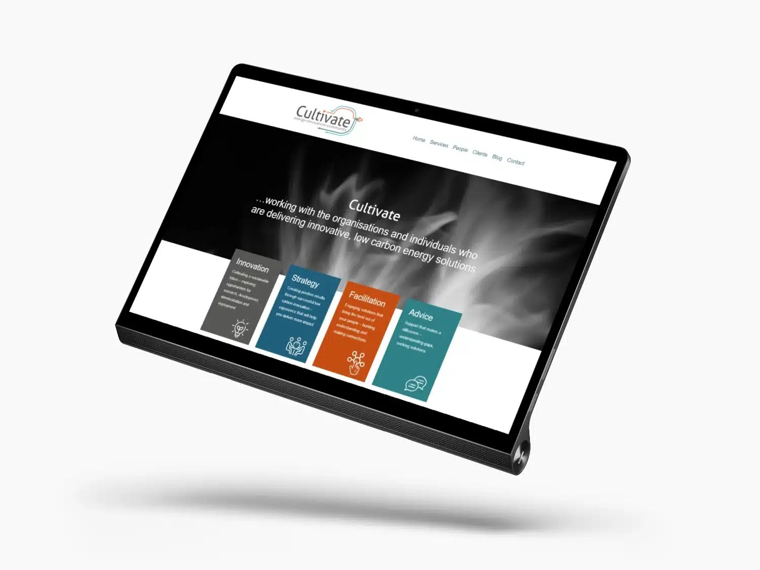 Consultancy marketing example on a tablet computer - Cultivate Innovation website