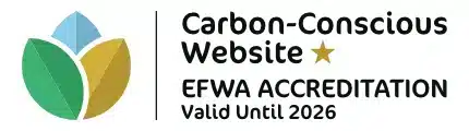 Accreditation badge for a Eco-Friendly Web Alliance Carbon Conscious Website