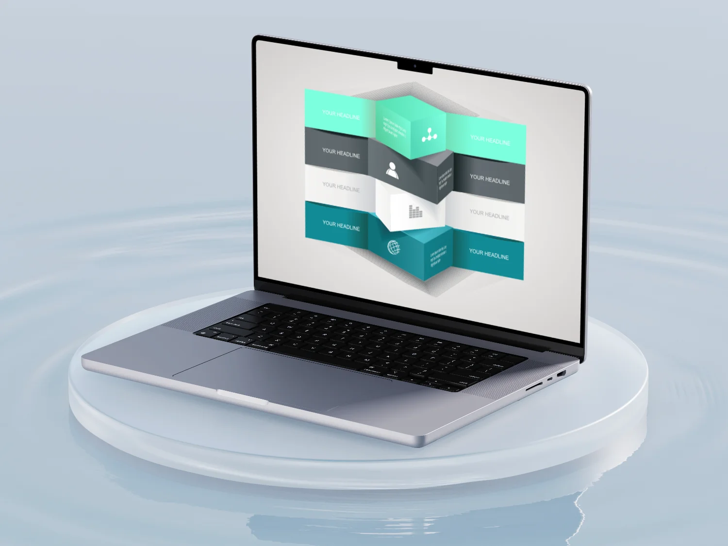 Mockup of infographics on a laptop
