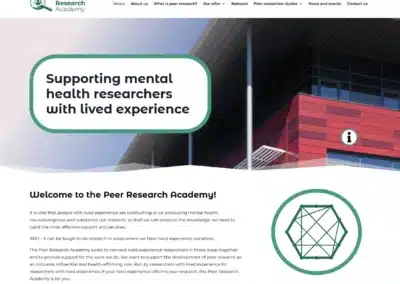 Peer Research Academy: lived experience research web design